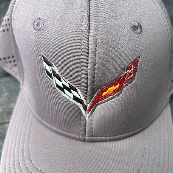 OC Sports Corvette Stingray Embroidered Cap Gray Flex Band Mid-Profile Hat L/XL - Picture 8 of 9